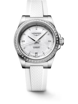 Longines Conquest L3.430.0.87.9 White Silicone Automatic 34mm