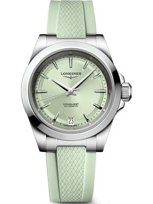 Longines Conquest L3-430-4-02-9 Green Silicone Watch 34mm