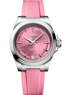 Longines Conquest L3.430.4.99.9 Pink Silicone Watch 34mm